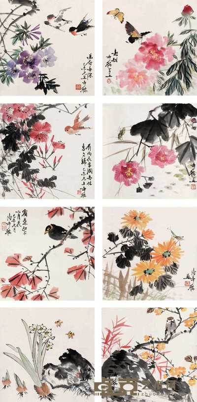 张辛稼 1979年作 花卉册页 镜心 35×34cm×8